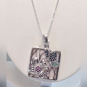 925 Elegant Silver Floral And Real Gemstones